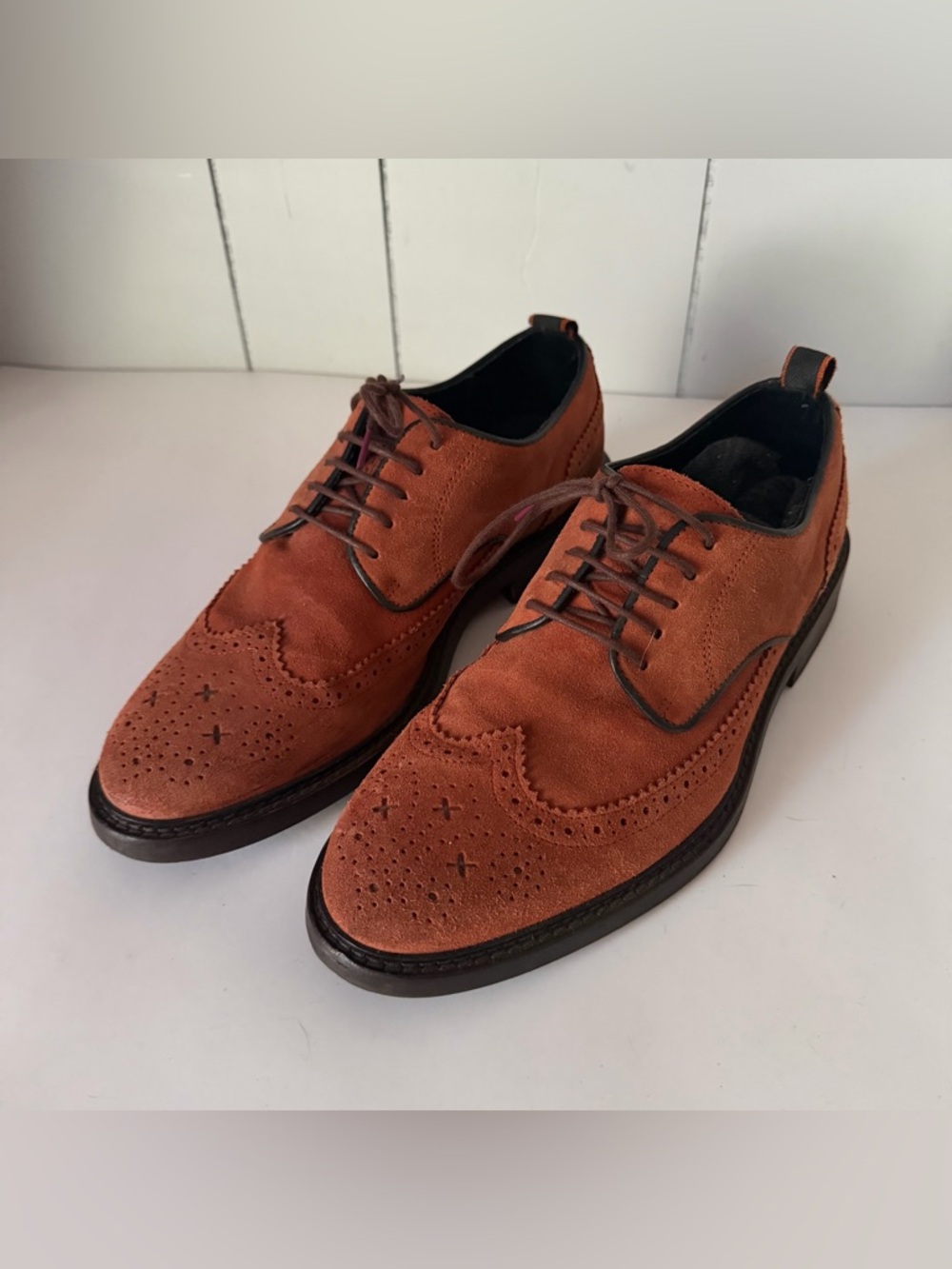 Scotch & Soda Merapi Suede Brogue Derby Shoes Rust Size 42 US 9